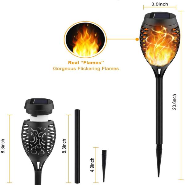 Solar Powered LED Light for Dancing Flicker Flame Landscape Yard Waterproof Outdoor
