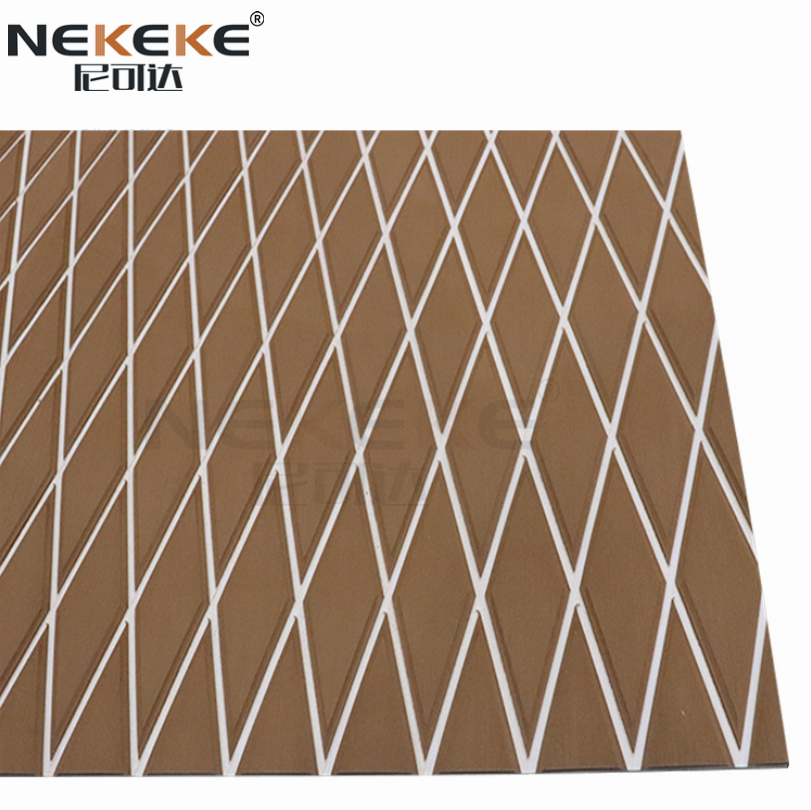 Close-up view of CNC carved diamond texture on EVA deck sheet