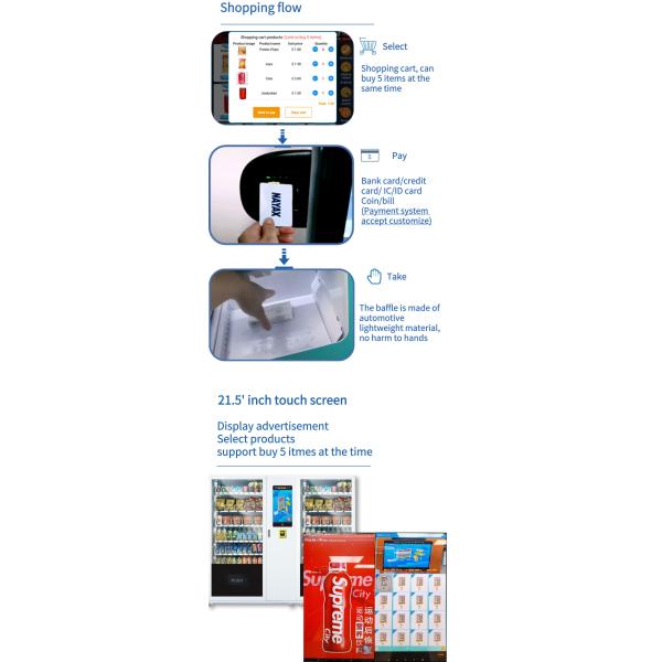 Big Capacity Combo Vending Machine For Snack Drink Hot Food Meals With Microwave Oven