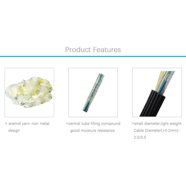 Micro G652D Fiber Optic Cable 2 Core Single Mode 3mm Diameter