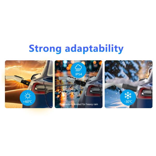 32A Output Current PC Copper EV Adaptor Type1 to Type2 Adapter for Electric Vehicles Portable Charging Stations 220V