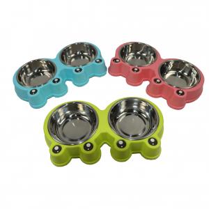 Quality Dog Crate Bowls Stainless Steel Puppy Bowls 2 Bowl/Pot Resin Base For Large Dogs 48 Oz 32 Oz 64 Oz for sale