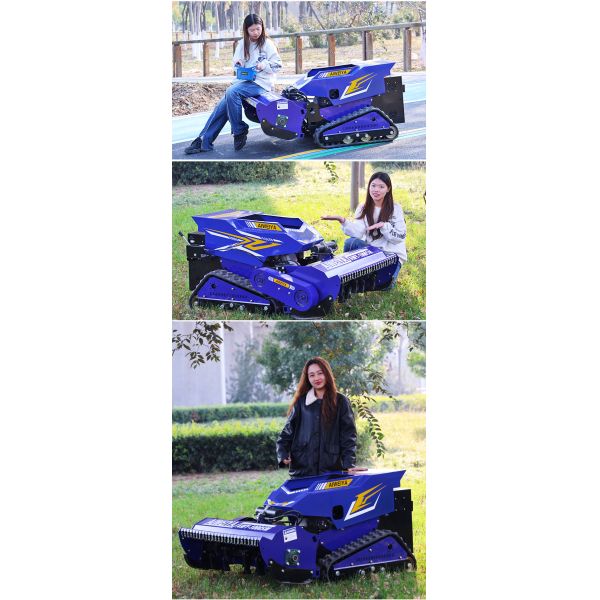 Hot-selling Industrial Multi-Function Tracked Lawn Mower Cordless Single Cylinder Engine Smart Remote Control 360-Degree