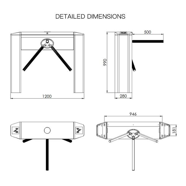 50Hz-60Hz Vertical Tripod Turnstile Gate