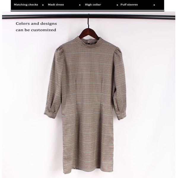 Polyester chiffon Checked Midi Dress