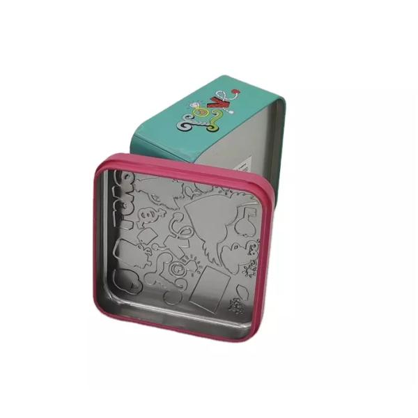 10x10x6cm Float Carving Gift Tin Cans Square Cookie Candy Packaging