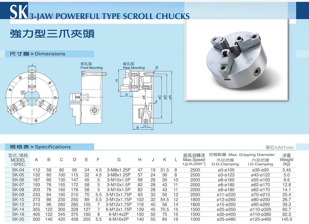 Three-Jaw Chuck technical diagram 1