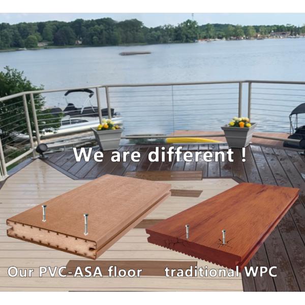 Brown Covered Elastic Plastic and PVC Core Inside Garden Solid Grooved Composite Flooring for Outdoor Balcony