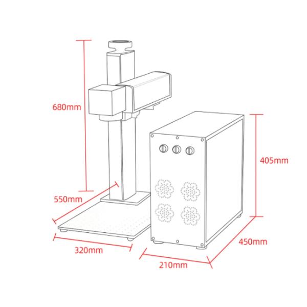 Split Type Fiber Laser Marking Machine 50w With Raycus JPT MAX Laser Source