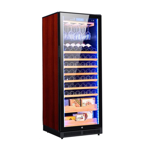 Premium Solid Wood Kitchen Wine Cooler with LED Lighting and Digital Touch Control Panel