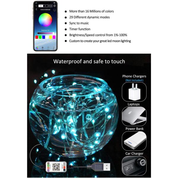 IP65 USB 6lm Solar Decorative Lights Solar Powered String Garden Lights