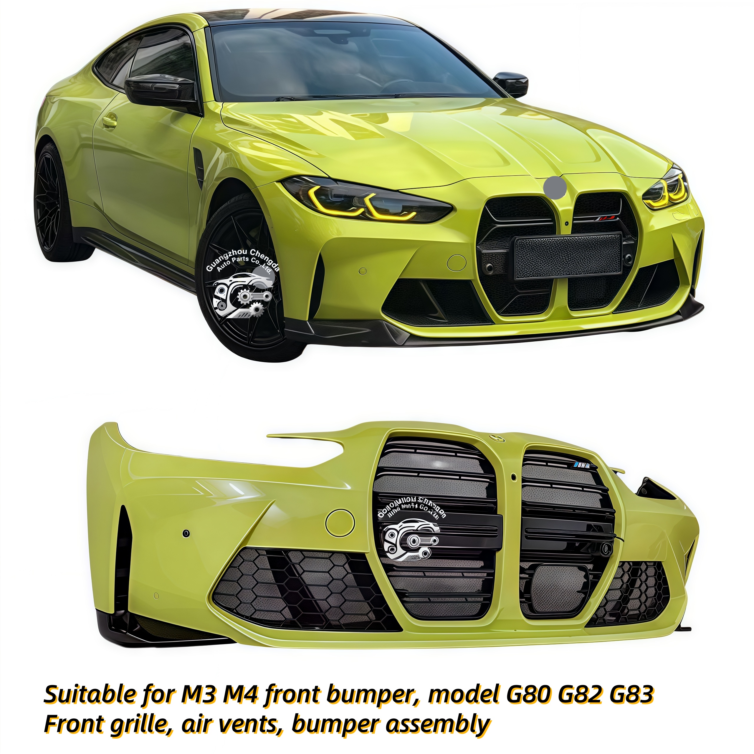 High Quality Front Bumper Assembly, Front Face, Radiator Grille Mesh Sensor, Suitable for BMW M3 M4 G80 G82 G83 Headlight
