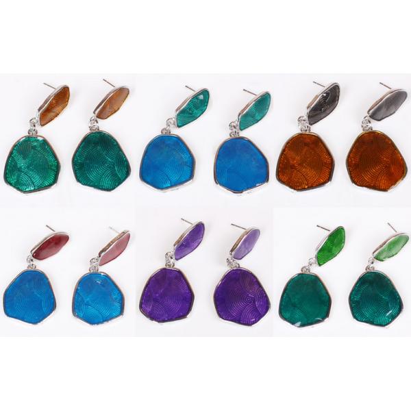 Burst models plating antique silver drop earrings Necklace with colored transparent oil