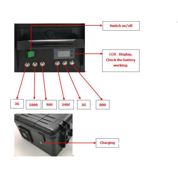 60w GPS Mobile Phone Signal Jammer 6 Antennas Built - In Battery 2 Hours Working