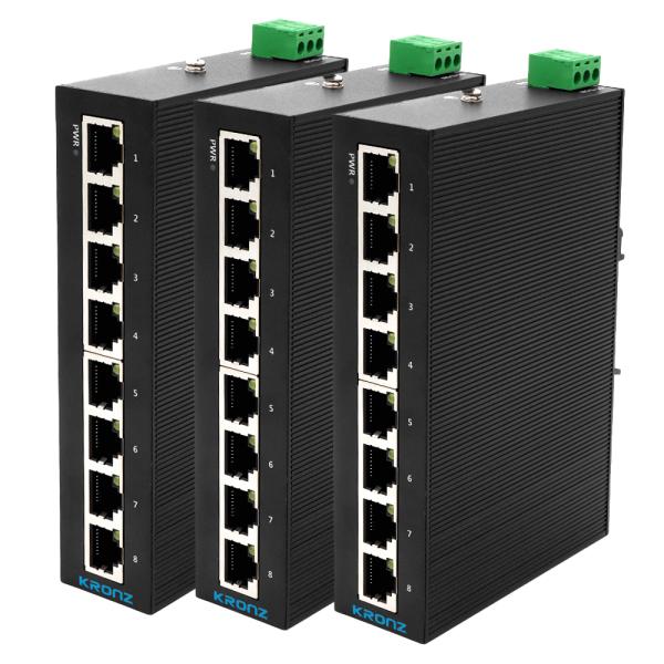 Industrial Unmanaged DIN Rail Network Switch 8 Port 100Mbit/S