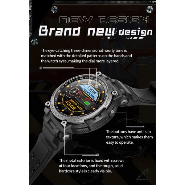 Yellow Bluetooth Calling Smart Watch Compass Sleep Tracking Heart Rate Monitoring