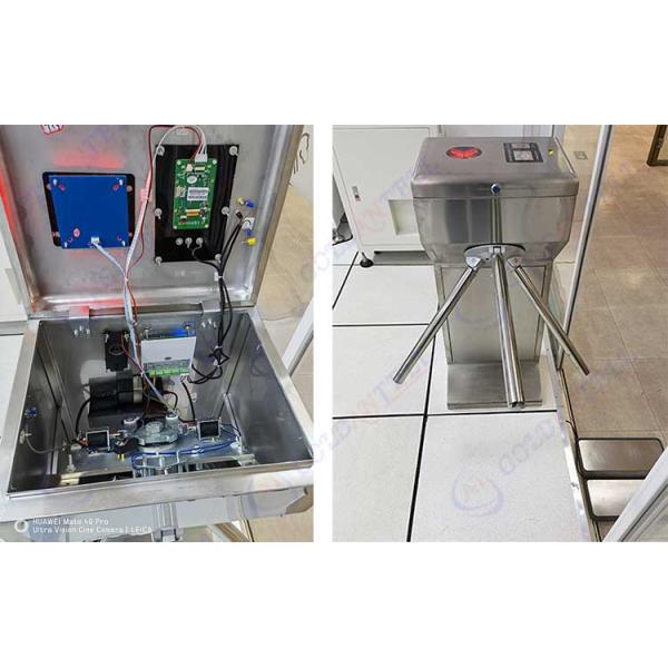 Electric Automatic Vertical Tripod Turnstile Gate With Card Reader ESD Foot Checker