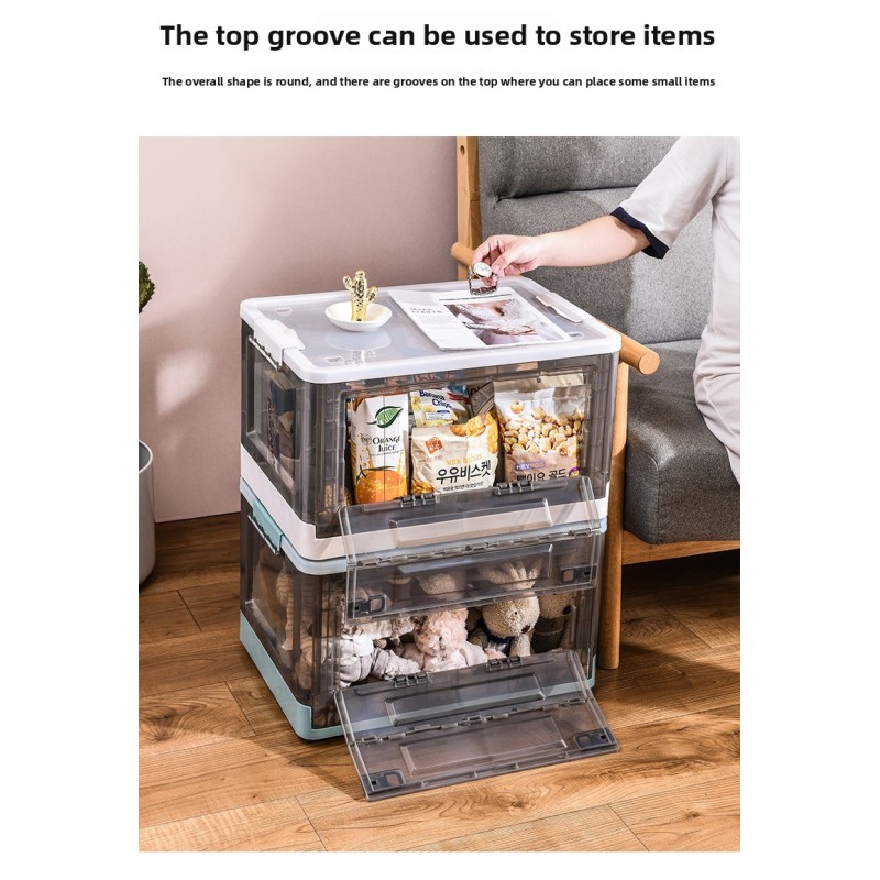 Large Capacity Foldable Storage Box Plastic Acrylic Book Bin Durable Transparent Snack Toy Organizer Collapsible Crate