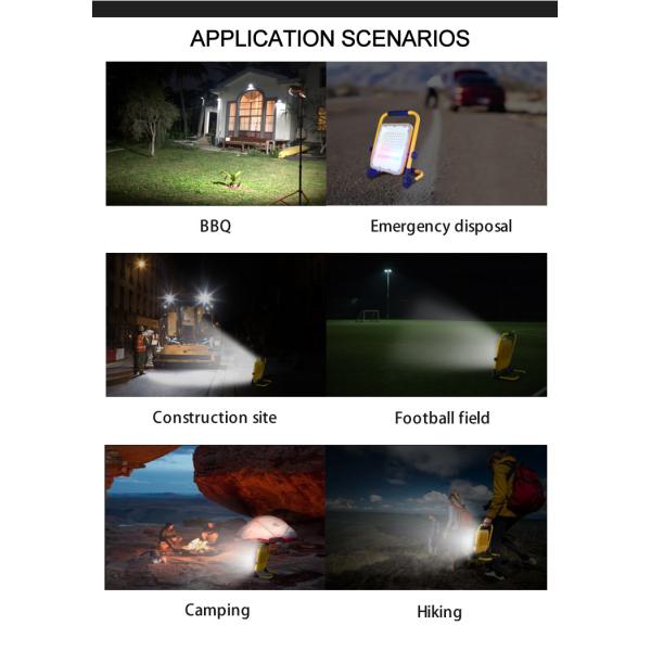 IP65 Outdoor Emergency Flood Light Cob 18v 18w led Work Light led work light rechargeable, adjustable brightness rech