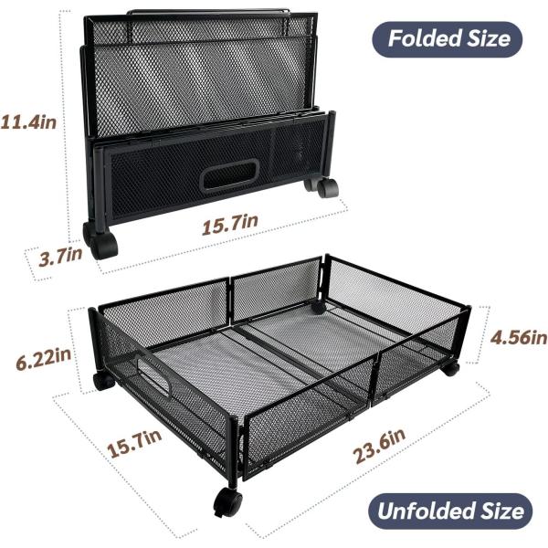 Under Bed Storage With Wheels Under Bed Storage Containers Large Metal Foldable Space-Saving Under Bed Drawer Shoe