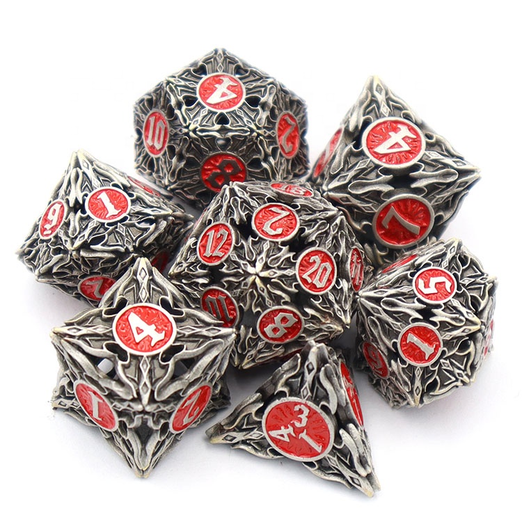 Custom Copper Material Hollow Dice Set with Polyhedral Shape and Customized Color for DND Games