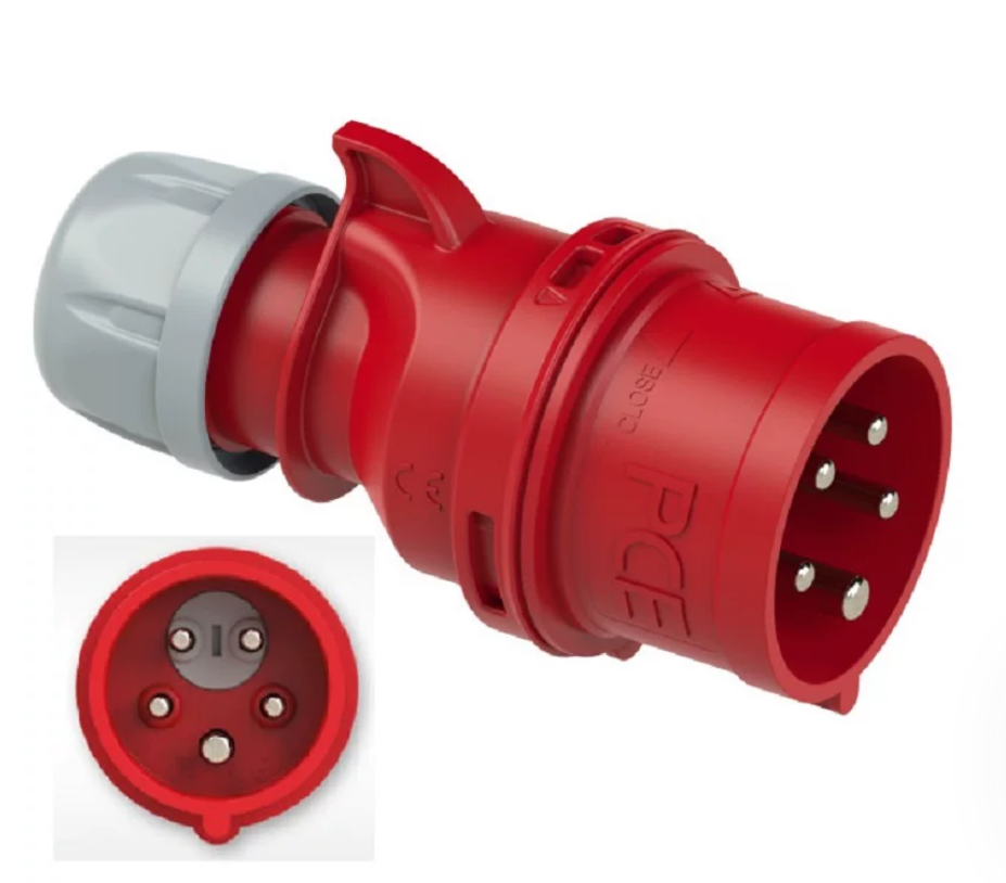 Austrian PCE Brand Industrial Plastic Handheld Forward Reverse Phase Conversion Plug Socket for Sanitation Vehicles 380V 16A/32A