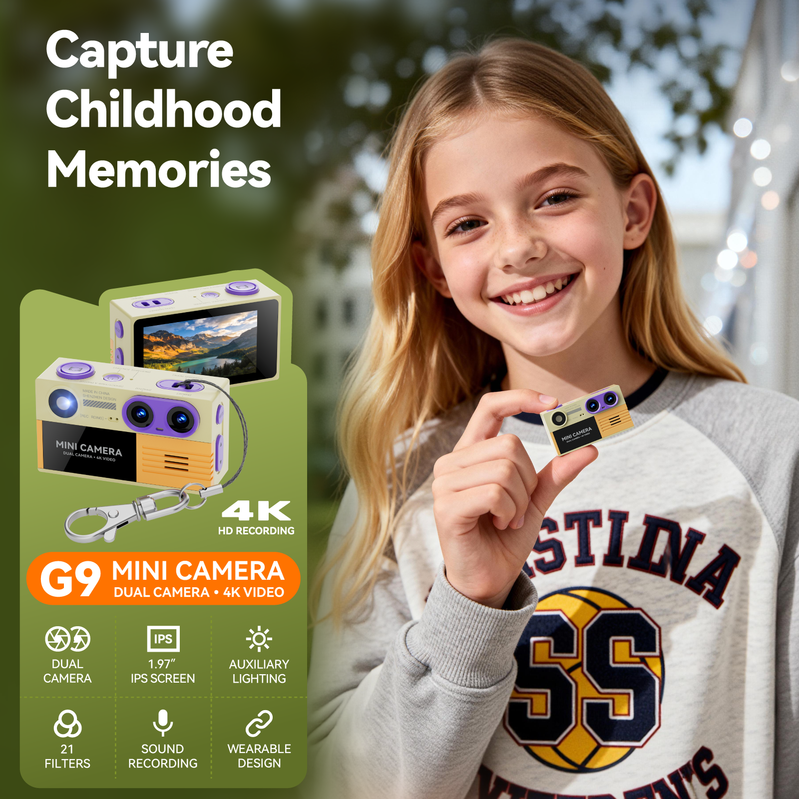 2026 Dual Camera 4K HD Recording Mini Camera G9 TFT Screen
