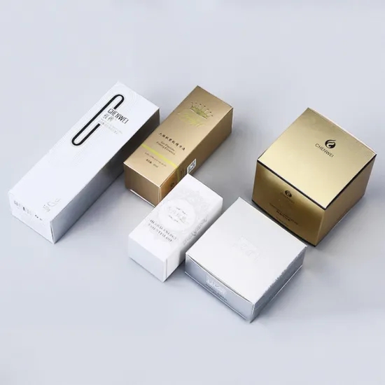 OEM Biodegradable 4C Folding Packaging Boxes Gold Cosmetic Packaging