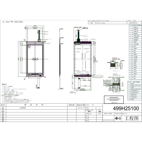5.0 4.99'' 720 X 1280 IPS MIPI ILI9881D TFT LCD Module View Angle Capacitive Touch Panel