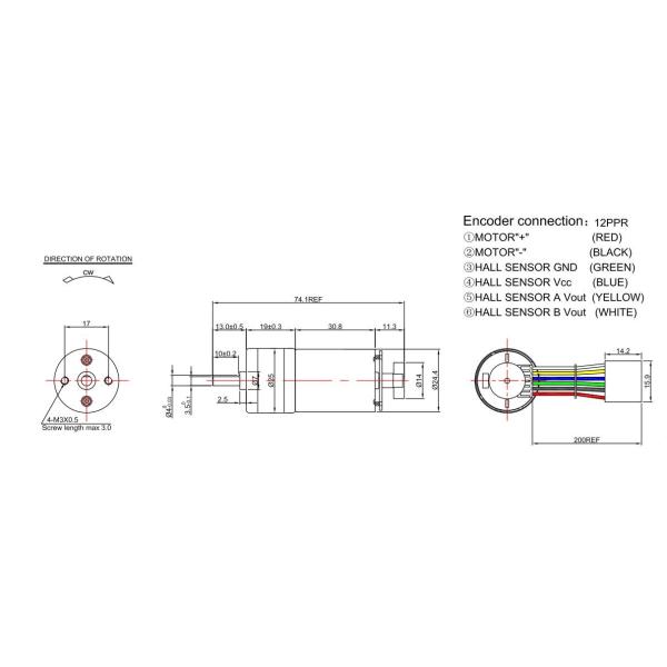 High Performance Electric Motor Encoder 25mm Spur Metal Gearbox For Robots
