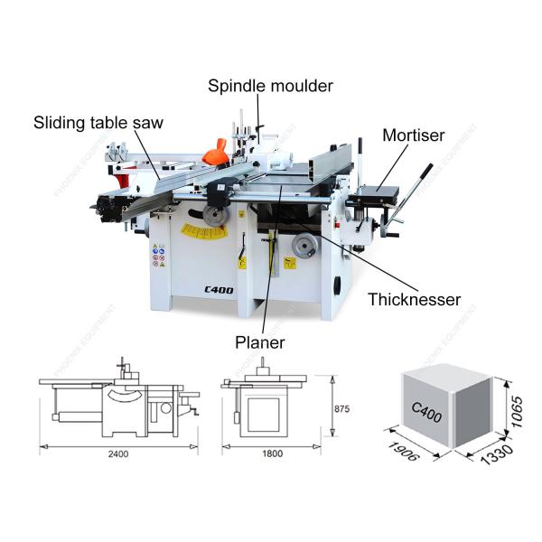 Multifunctional Woodworking Machine for Building Material Shops 5 Functions Combined