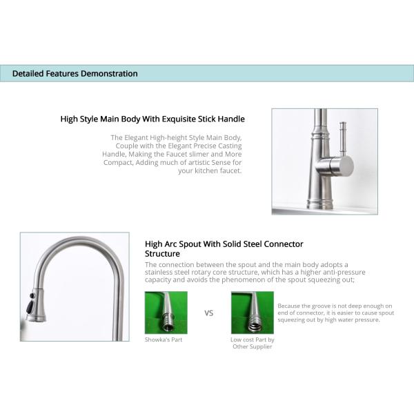 Solid SUS304 Stainless Steel Water Tap IPX5 Deck Mounted Kitchen Mixer Taps