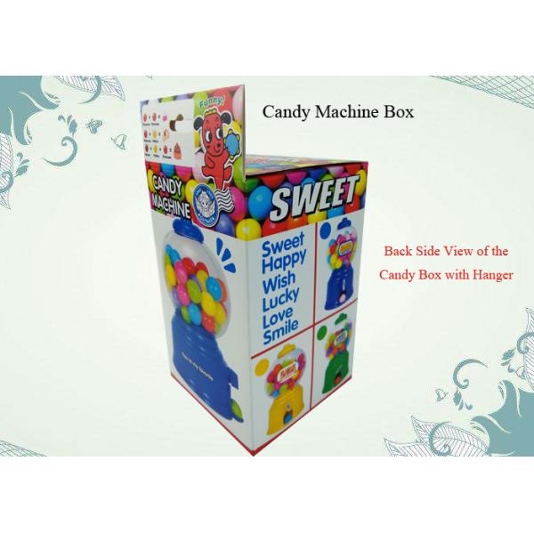 Auto Lock Bottom Box Structure Candy Machine Packing 350G Gloss Art Paper Box Colorful Printing with Hanger
