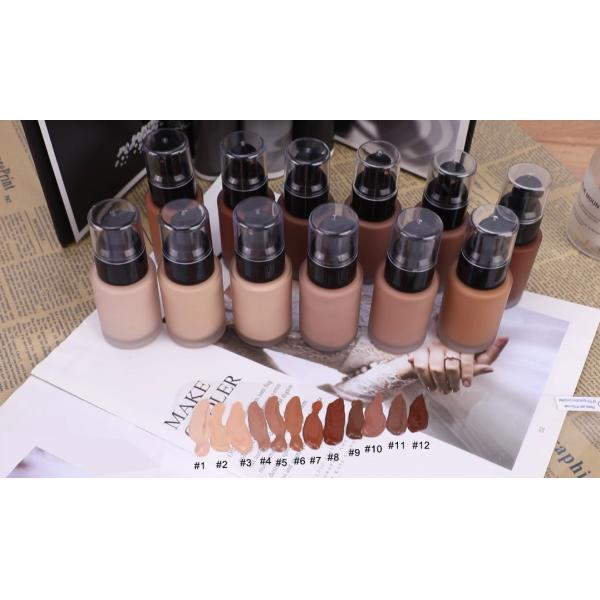 Private Label Makeup Foundation Full Coverage Liquid Foundation Wholesales No Logo 12 Colors Female Waterproof Body Foundation