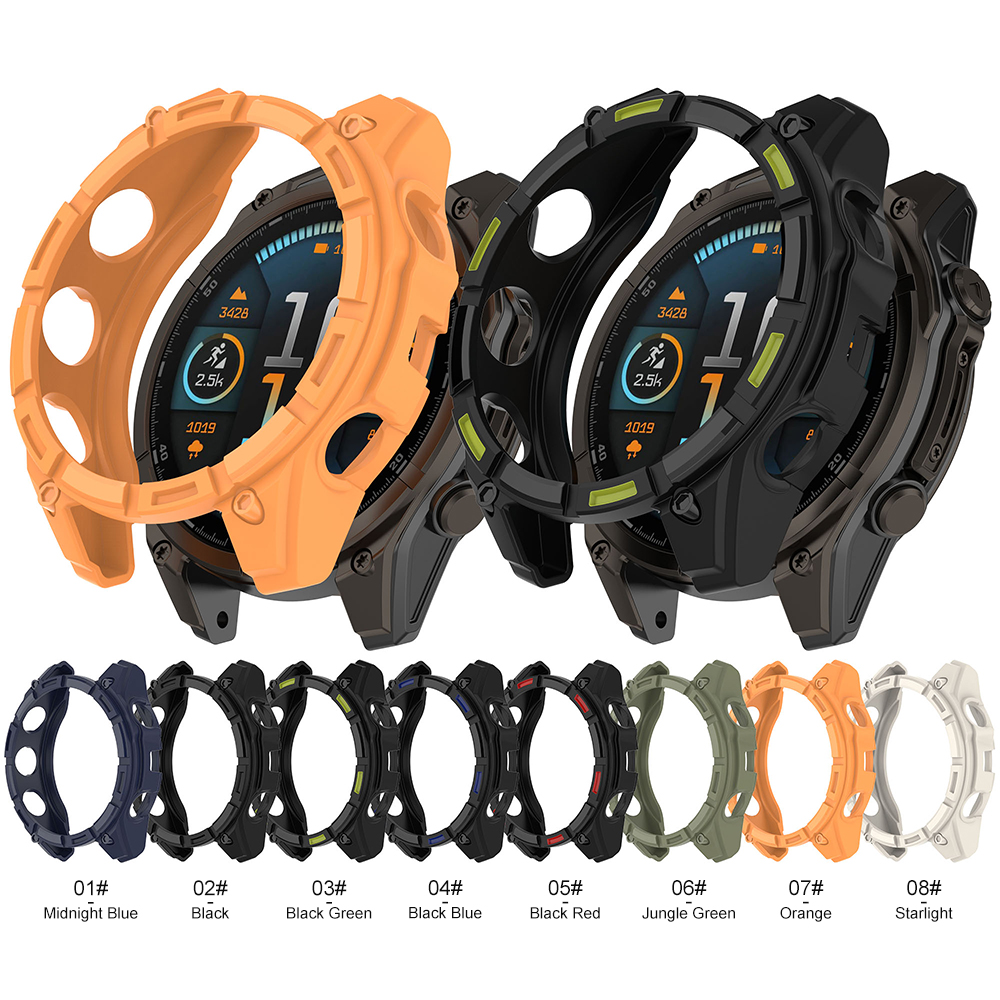 Eraysun Bumper Frame Cover Armor Skeleton Case TPU Half Wrap Protective Case 51mm 47mm 43mm for Garmin Fenix8