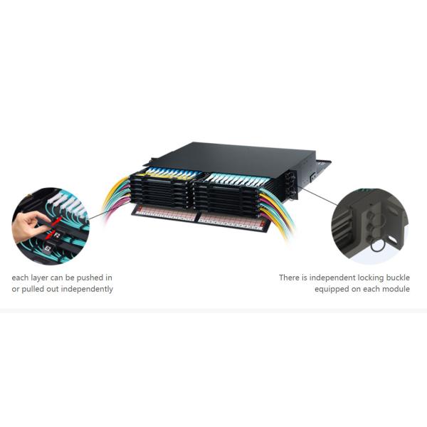 2U 288 Port MPO Fiber Optic Patch Panel With Layered Lockable Drawers