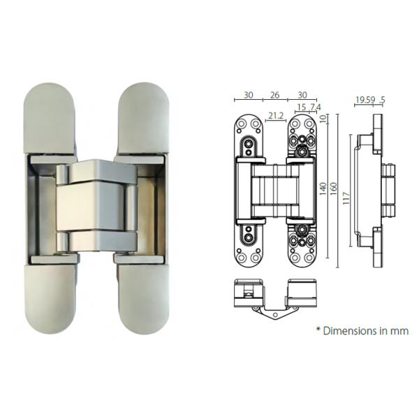 Office Door Hinge Hardware HAC208 , UNITY HAC208 3D Concealed Hinges