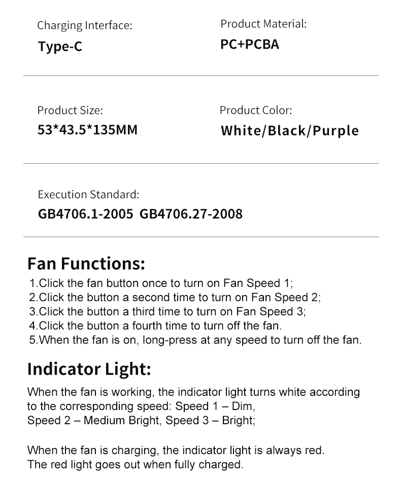 Customized USB Type-C Handheld Fan Transparent Crystal Convenient Mini Plastic Fan Three Wind Battery for Home Car Use Wholesale