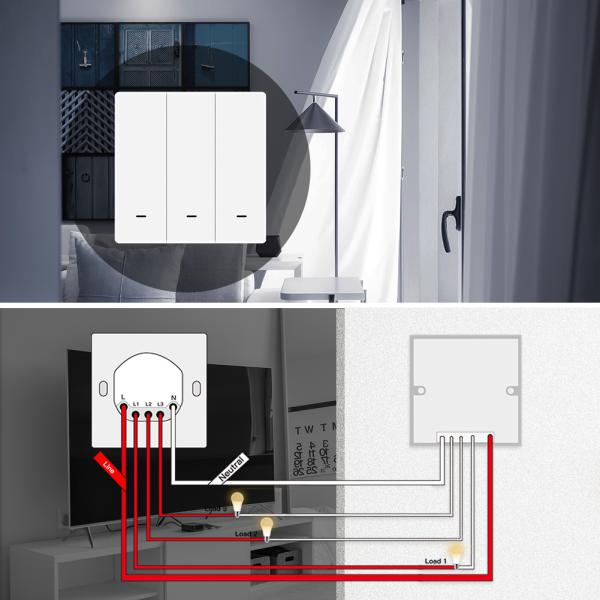 interruptor intelligent Smart Light Switch 1/2/3 Gang Push Button Switches Tuya Smart Home Automation IOT System