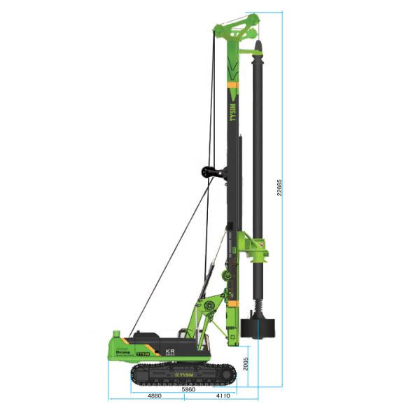 Diameter 2500 mm Depth 80 m Hydraulic Piling Rig Max. torque 285kN.m