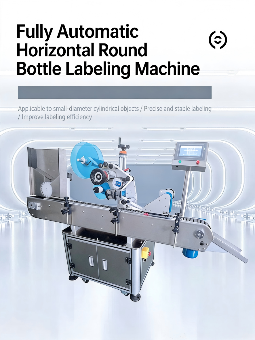 Full Automatic Horizontal Round Bottle Labeling Machine CH-305 for Plastic and Glasses Bottles