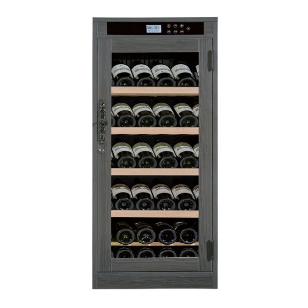 Close-up of wine cooler cabinet door and locking mechanism