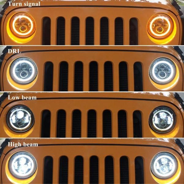 7'' 70W 3700lm 6000K RGB Bluetooth Controller Round LED Headlight For Jeep 97-16 Wrangler JK LJ TJ Hummer Land Rover