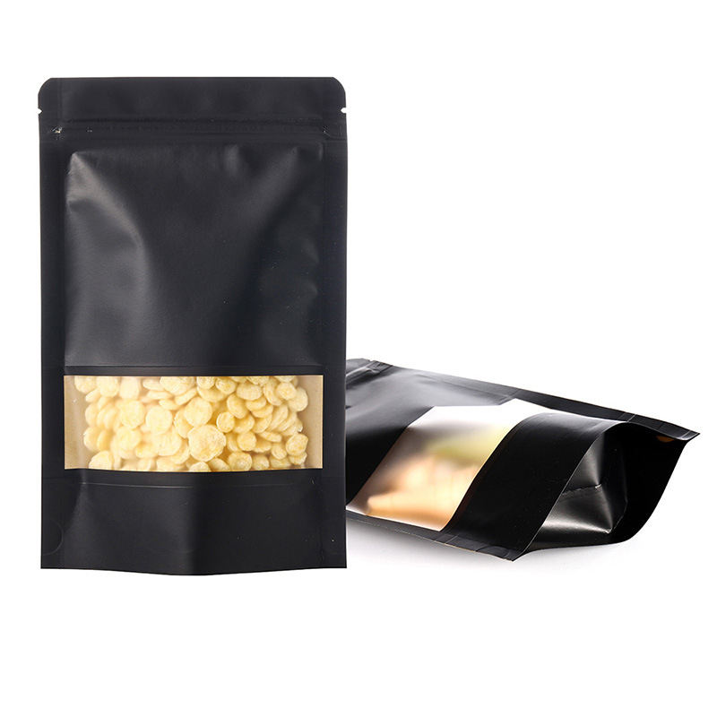 Custom Matt Kraft Standup Bag Clear Window PE Plastic Zip Lock Doypack Retort Food Packaging Gravure Printing Paper Bags