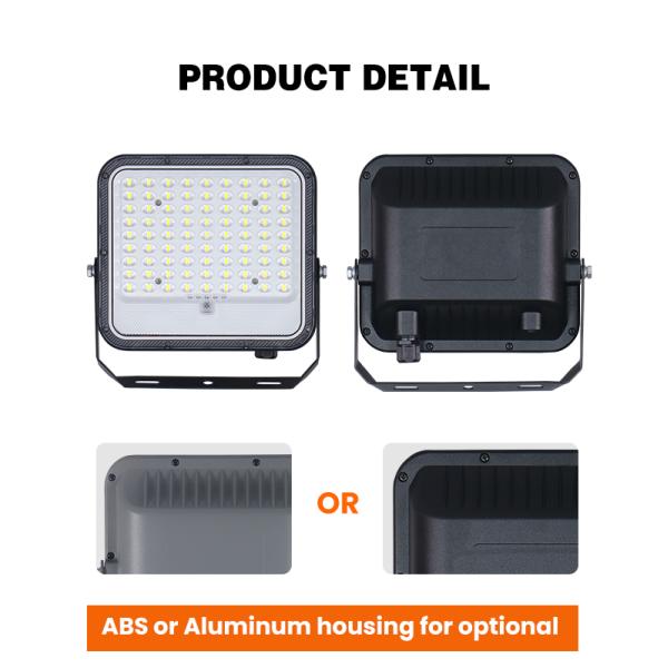 High Efficiency LED Flood Light with Adjustable Color Temperature Monocrystalline Solar Panel Optical PC Lens and Premium Brand LED Chips for Outdoor