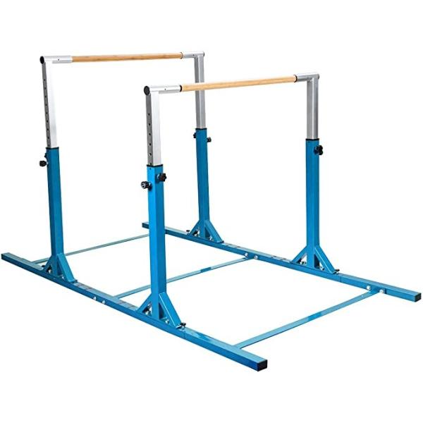 Double Horizontal Bars, Junior Gymnastic Training Parallel Bars W/11-Level 38-55" Adjustable Heights, 264lbs Capacity, I