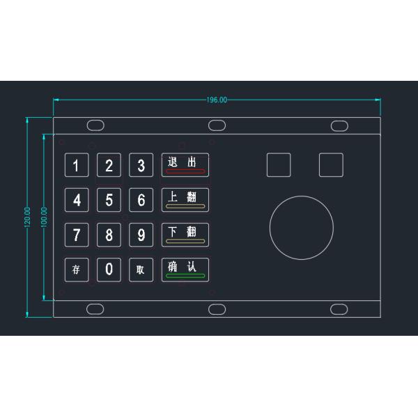 Industrial Metal Numeric Keypad With Trackball Contaminate Resistant