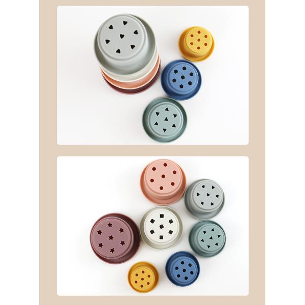 Educational Silicone Stacking Cups For Teething Building Blocks