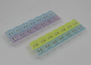 Quality 21.5*6.3*2.5cm 2 Week Pill Organizer With Colored Lid For Kid And Adult for sale