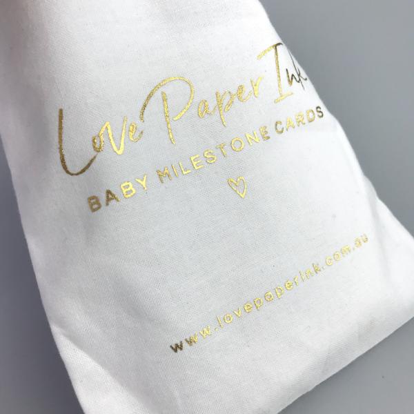 Gold Foil Logo Cards Packing 6oz Cotton Drawstring Bag